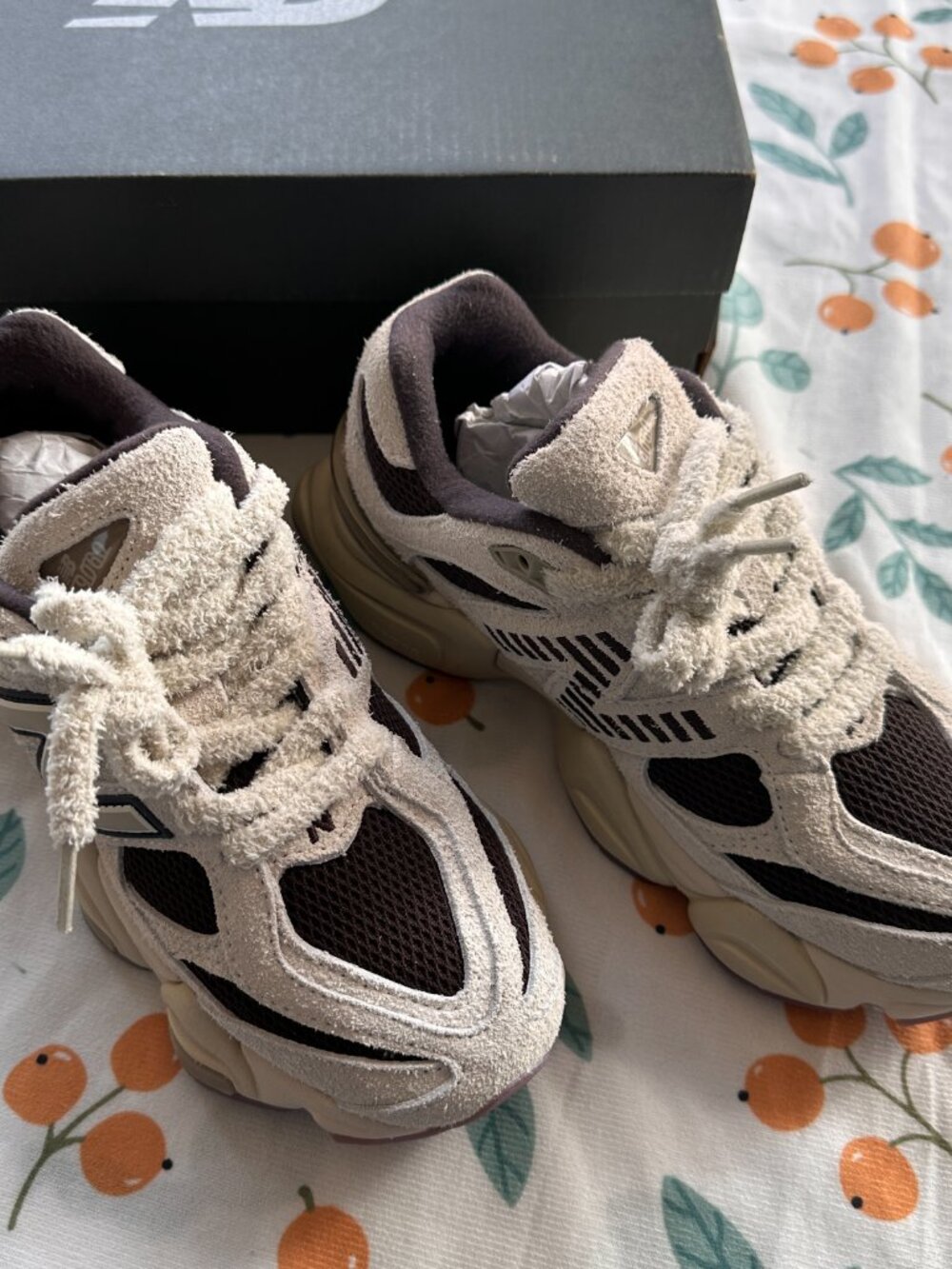 New Balance 9060 “Sea Salt” (Off-White + Dark Brown) Colorway Shoes - Picture 2 of 8